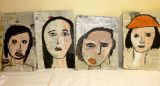 "Portraits" peinture Acrylique sur Journaux (10-12ans)